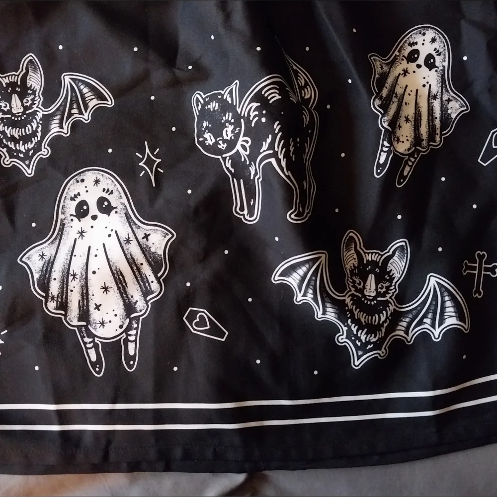 Sourpuss black & white spooky print dress - Picture 9 of 11